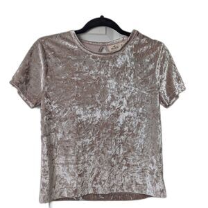 Hollister Y2K Crushed Velvet Baby Tee Top Size Medium Metallic Sheen Shiny